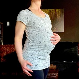 Thyme Maternity Side-Ruched Boat Neck Tee